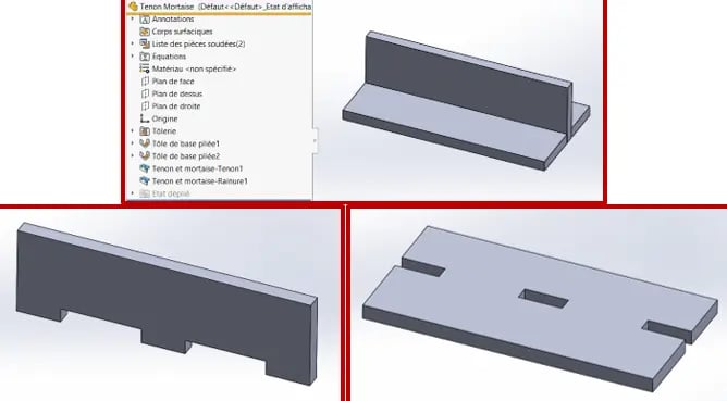 La fonctionnalité tenon mortaise sur solidworks